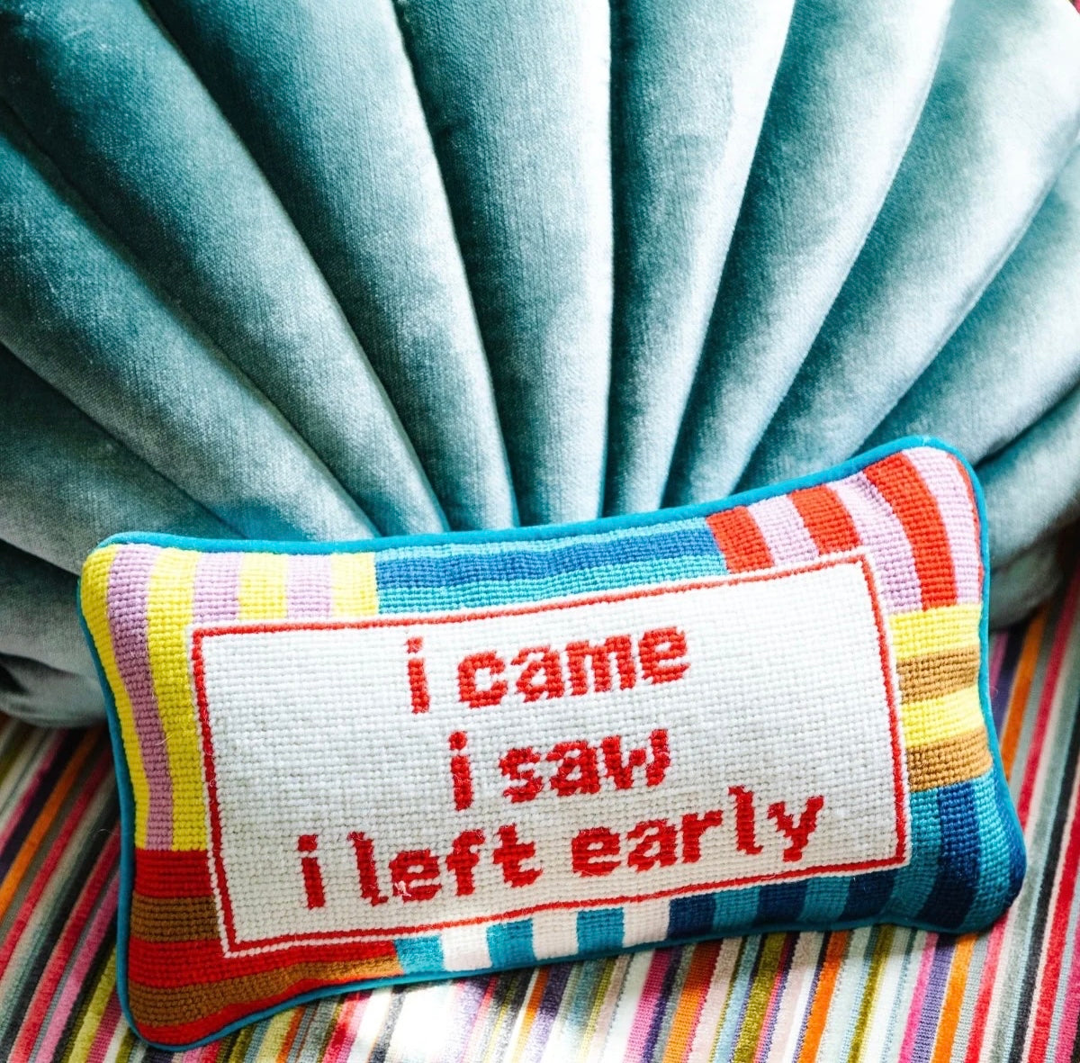 Furbish: I Came I Saw Needlepoint Pillow