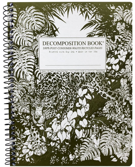 Decomposition Jaguar Spiral Notebook: Large