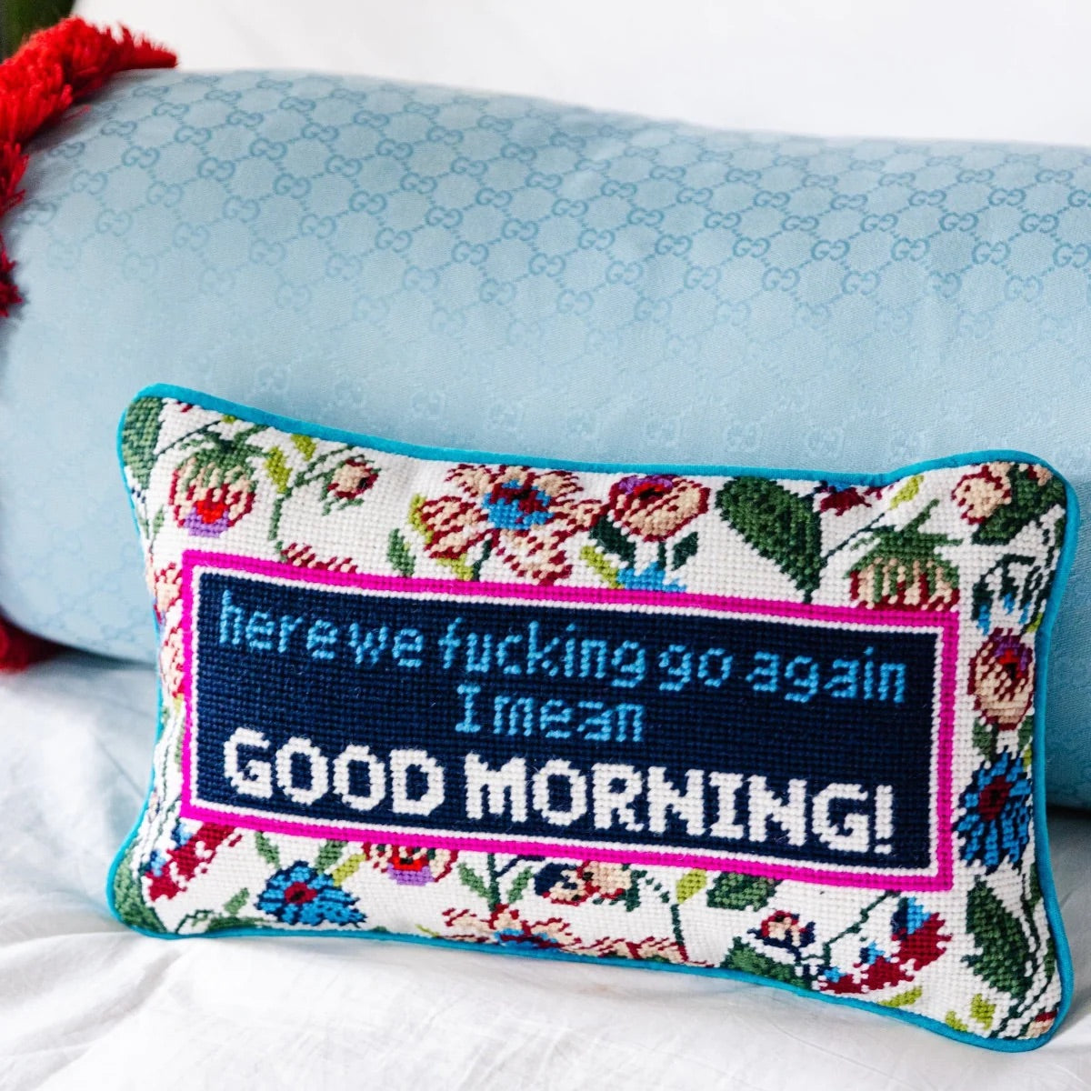 Furbish: Good Morning Needlepoint Pillow