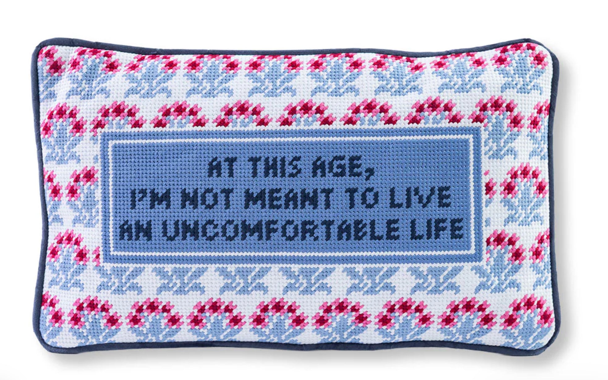 Uncomfortable needlepoint pillow