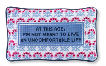 Uncomfortable needlepoint pillow