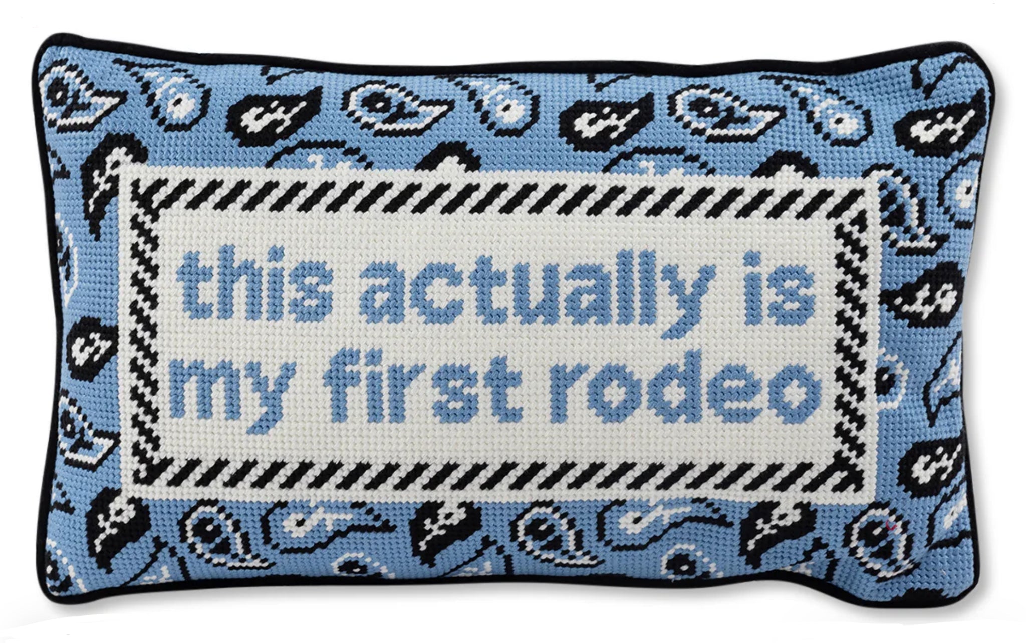 First Rodeo needlepoint pillow