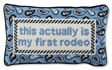 First Rodeo needlepoint pillow