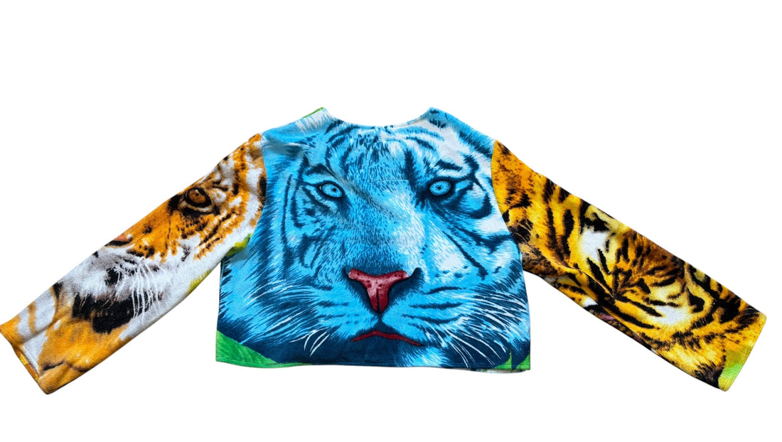 Chica jacket in Blue Tiger, Orange Tiger