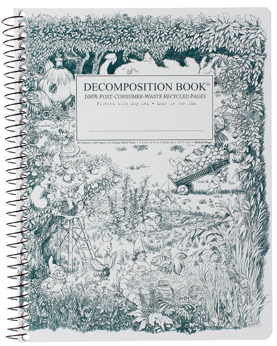 Decomposition Gardening Gnomes Spiral Notebook: Large