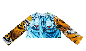Chica jacket in Blue Tiger, Orange Tiger