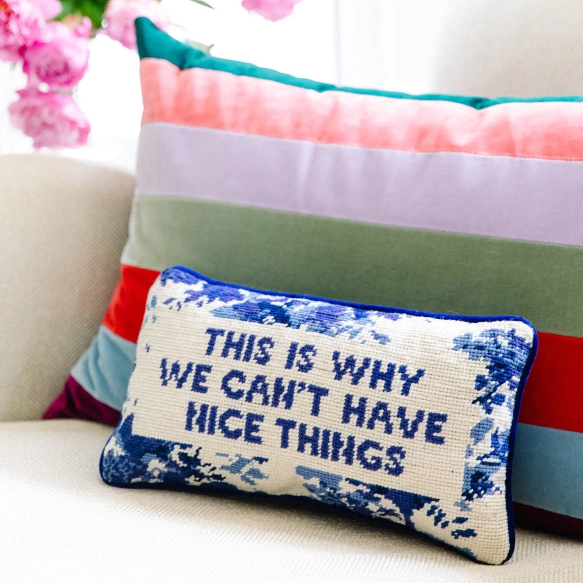 Furbish: Nice Things Needlepoint Pillow