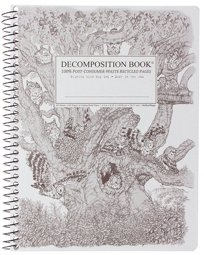 Decomposition Screech Owls Spiral Notebook: Large