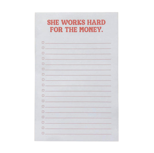 Huckleberry Letterpress: She Works Hard Notepad